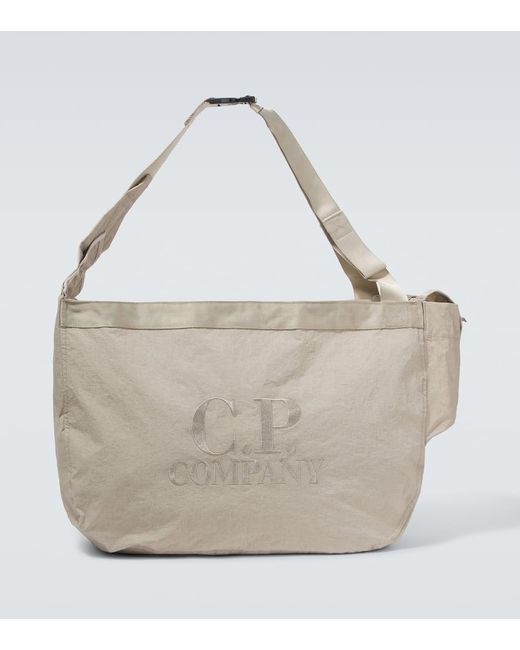 C P Company White Plain Paper Touch Messenger Bag for men