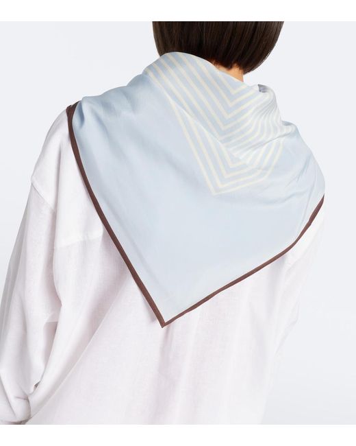 Totême Blue Monogram Silk Scarf