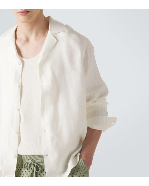 Frescobol Carioca White Safra Linen-Blend Shirt for men