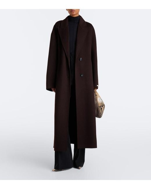 Sportmax Black Belted Virgin Wool Coat