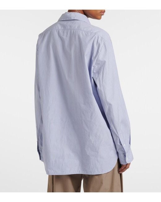 The Row Blue Sisilia Striped Cotton Shirt