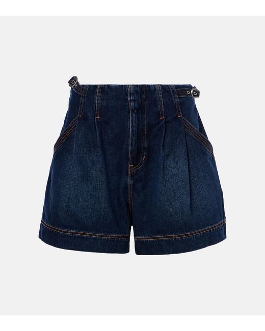 Veronica Beard Blue Jaffe High-Rise Denim Shorts