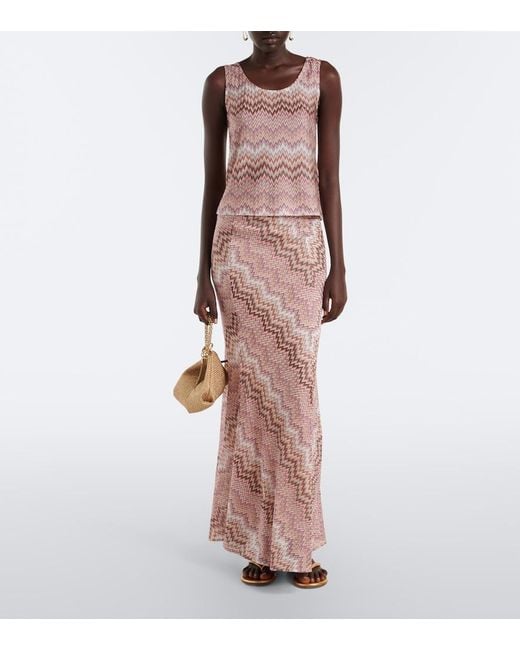 Missoni Pink Zigzag Knitted Maxi Skirt