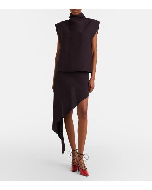 Alaïa Black Poplin Turtleneck Top