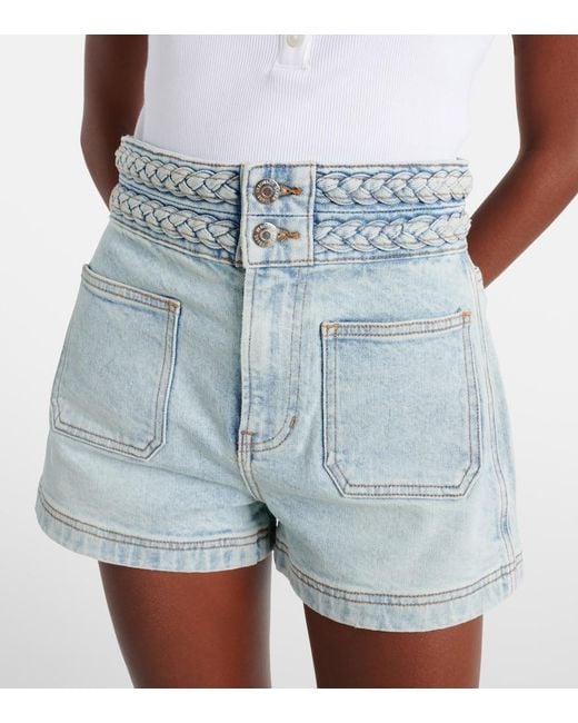 Veronica Beard Blue Elijah High-Rise Denim Shorts