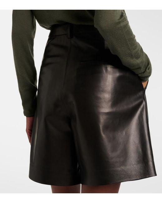 Joseph Black Suze Leather Shorts