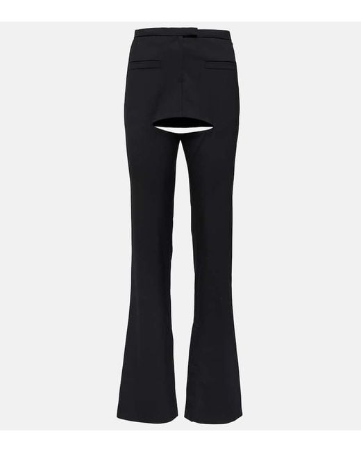 Courreges Black Cutout Wool-blend Flared Pants