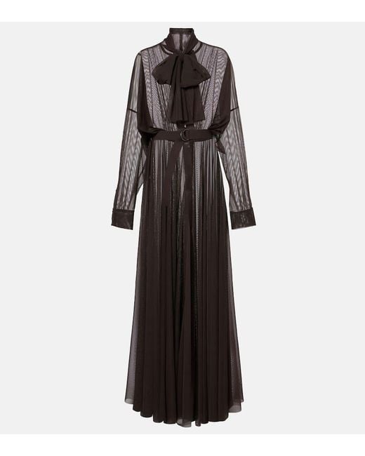 Norma Kamali Black Bow-Detail Flared Gown