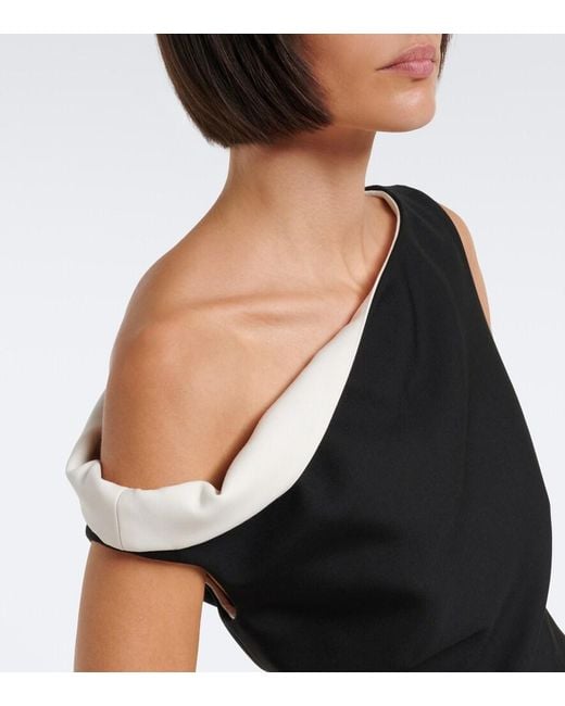 Rohe Black Paneled One-Shoulder Midi Dress