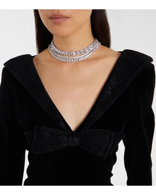 Nina Ricci Black Lace-Trimmed Cotton Velvet Minidress