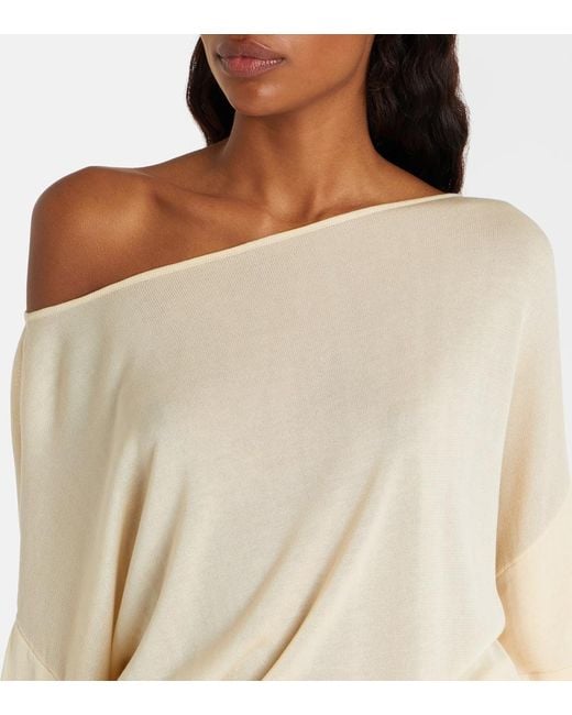 AYA MUSE Natural Rea Draped One-Shoulder Minidress