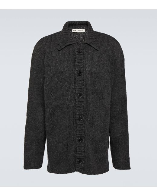 Our Legacy Black Ribbed-knit Cardigan for men