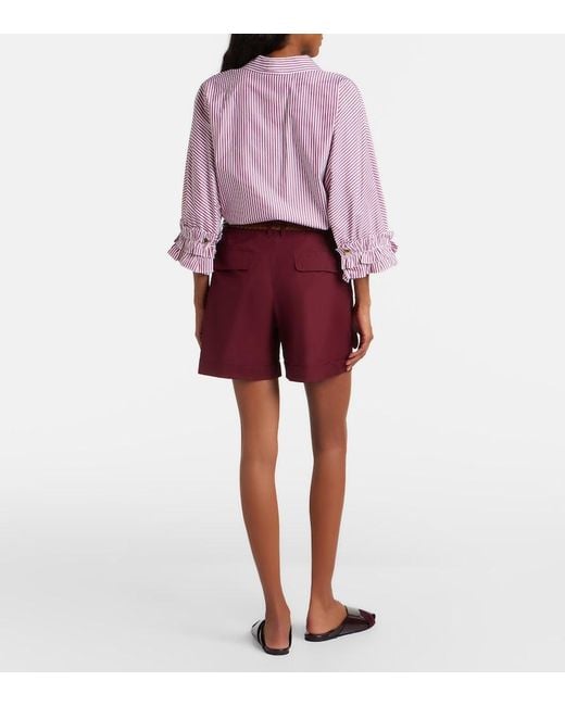 Max Mara Red Cotton Poplin Shorts