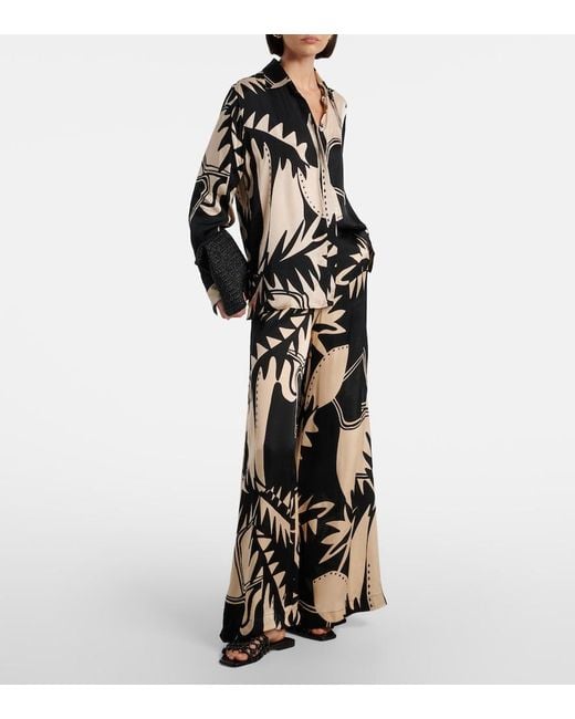 Poupette Black Clea Printed Wide-Leg Pants