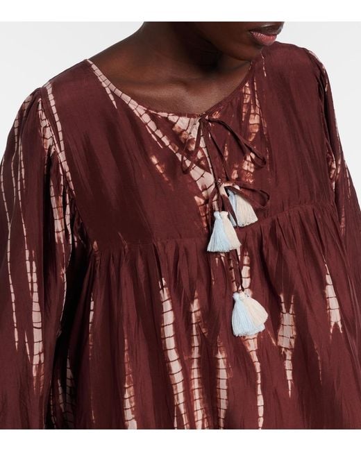 Anna Kosturova Red Hailey Tie-Dye Silk Minidress