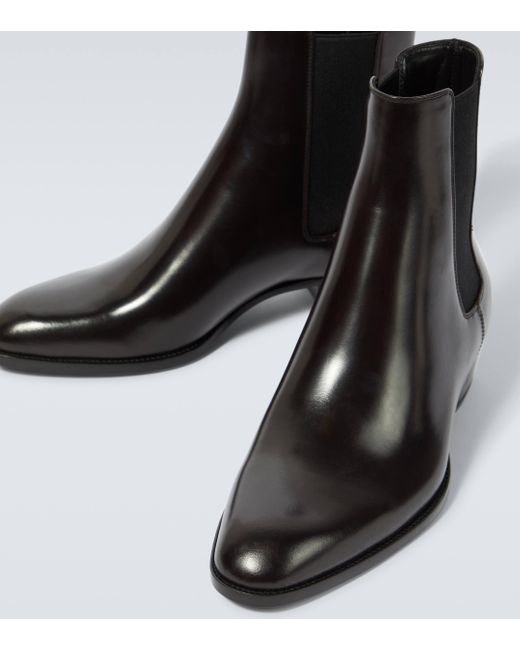 Saint Laurent Black Wyatt Leather Chelsea Boots for men