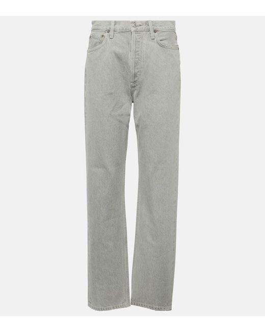Agolde Gray 90s Pinch Waist High-rise Straight Jeans