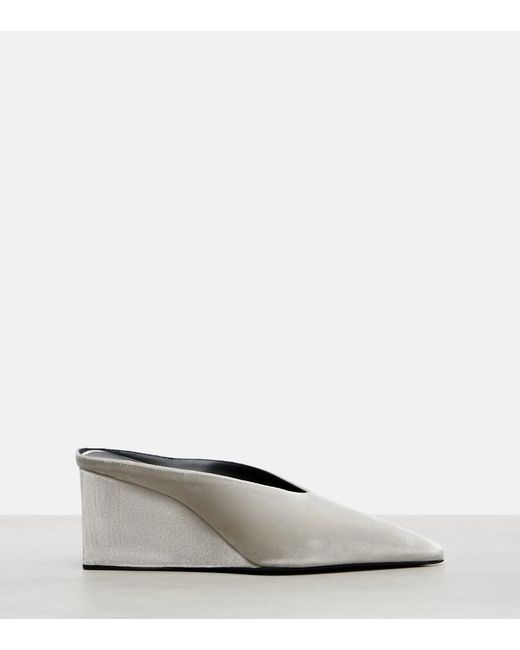 Alaïa White Cube 75 Velvet Wedge Pumps