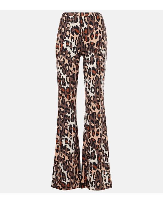 Diane von Furstenberg White Brooklyn Leopard-Print Flared Pants