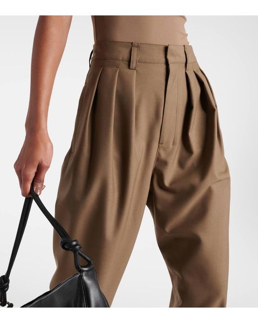 Pantaloni regular in misto lana di Lemaire in Brown