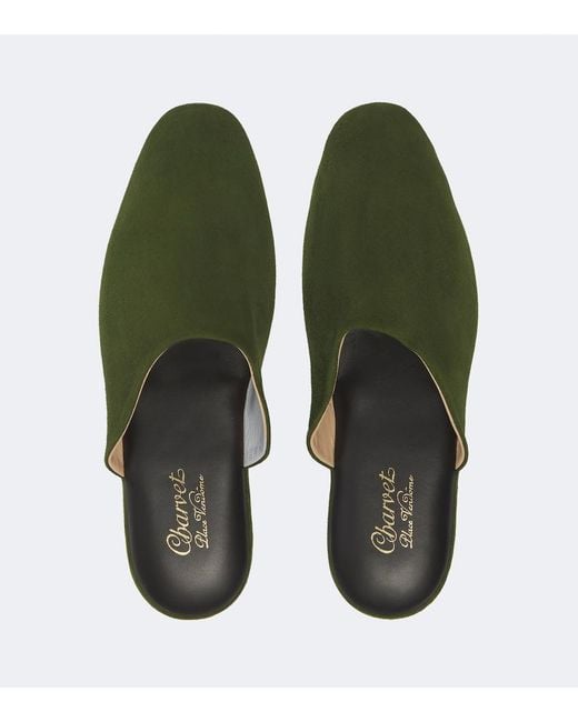 Charvet Green Suede Slippers for men