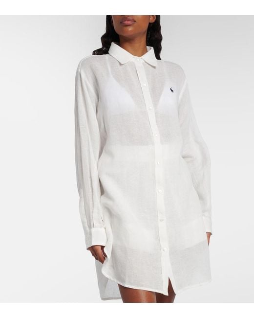 Polo Ralph Lauren White Oversized Linen And Cotton Shirt