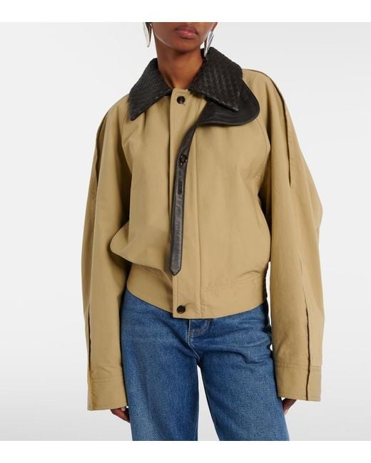Bottega Veneta Natural Intrecciato Leather-Trimmed Blouson