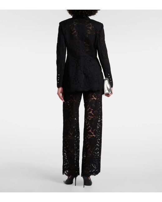 Blazer cruzado de encaje floral Dolce & Gabbana de color Black