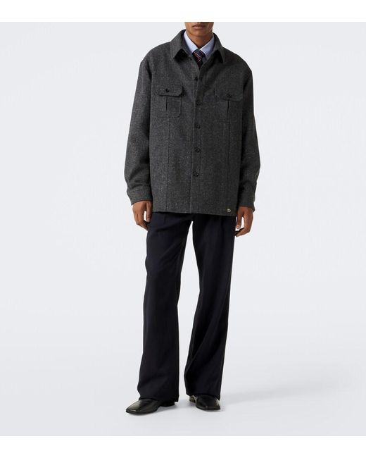 Valentino Black Vlogo Wool And Silk-Blend Overshirt for men
