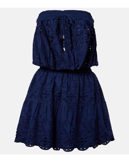 Melissa Odabash Blue Colette Cotton Broderie Anglaise Minidress