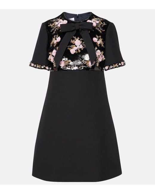 Valentino Black Crepe Couture Embellished Minidress