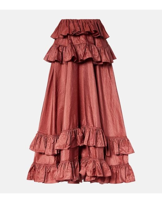 Chloé Tiered Ruffled Silk Taffeta Maxi Skirt