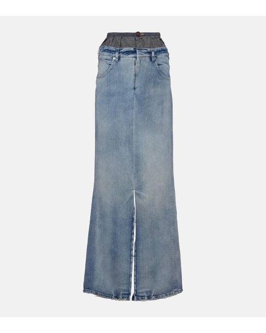 Maison Margiela Blue Four Stitches Denim Maxi Skirt