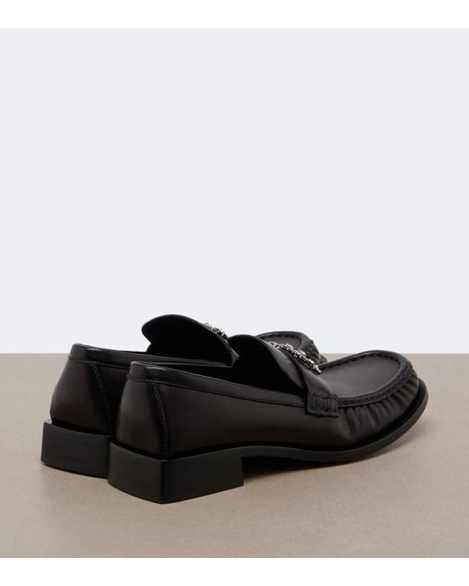 Roger Vivier Black Viv Moc Embellished Leather Loafers