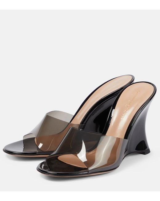 Gianvito Rossi Black Futura 95 Patent-leather And Pvc Wedge Sandals