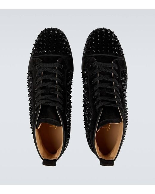 Christian Louboutin Black Louis Orlato Suede High-Top Sneakers for men
