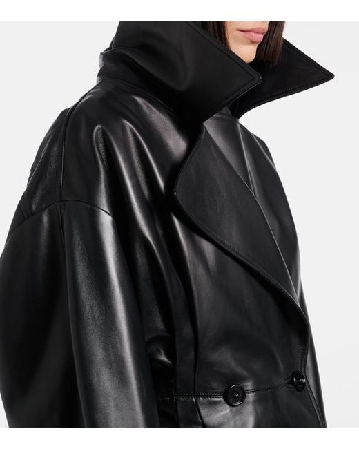 Balenciaga Black Double-Breasted Leather Jacket