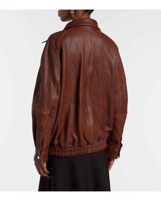 Nour Hammour Brown Ariste Leather Jacket