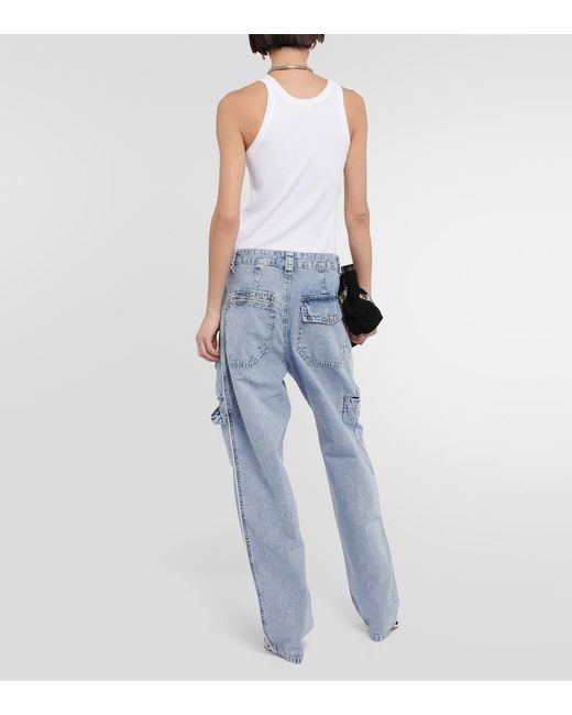 Isabel Marant Blue Paciane Wide-Leg Cargo Jeans