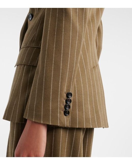 Max Mara Green Balta Pinstripe Double-Breasted Blazer
