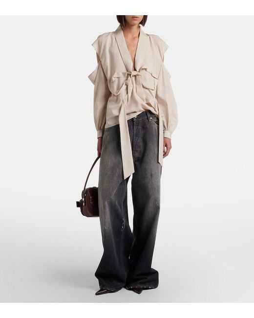 Acne Natural Bow-Detail Cutout Blouse