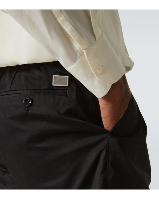 Dolce & Gabbana Black Cotton-Blend Gabardine Shorts for men