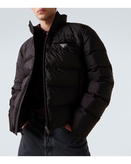 Prada Black Logo Quilted Down Jacket for men