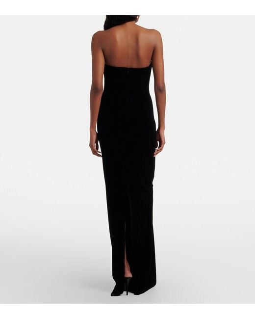 Self-Portrait Black Embellished Velvet Gown