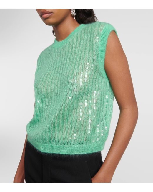 Gucci Green Mohair, Silk, And Wool Top