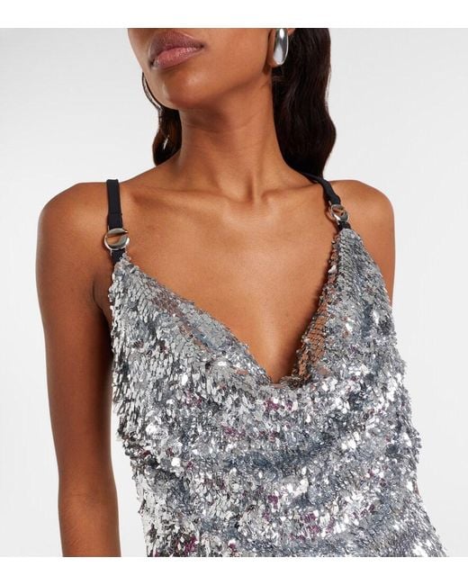 Coperni Gray Draped Sequined Gown