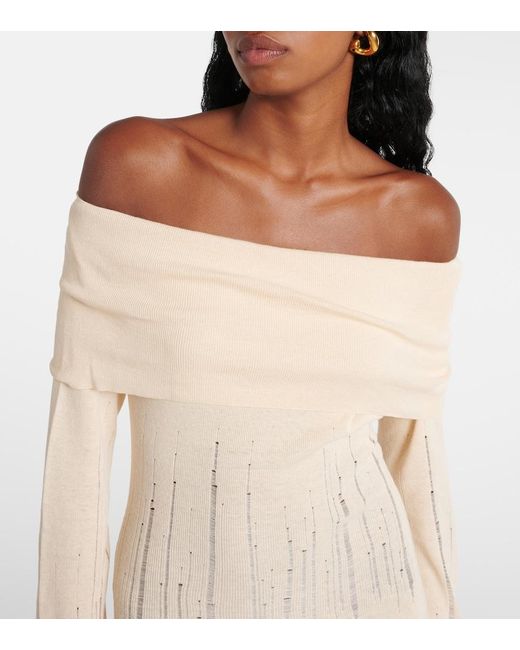 AYA MUSE Natural Distressed Silk-Blend Minidress
