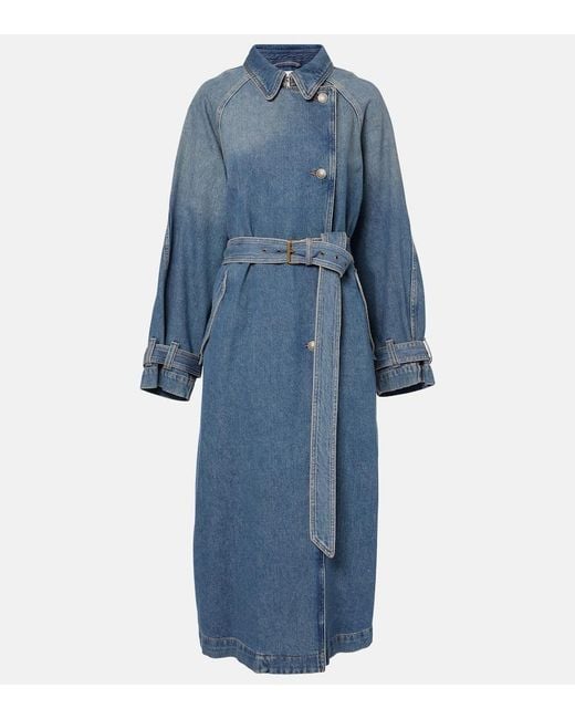 Isabel Marant Blue Denim Trench Coat With Belt