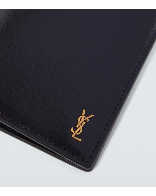 Saint Laurent Black Cassandre Leather Bifold Wallet for men