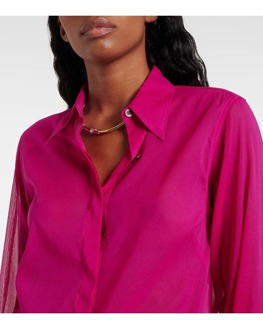 Dries Van Noten Pink Silk-Blend Shirt